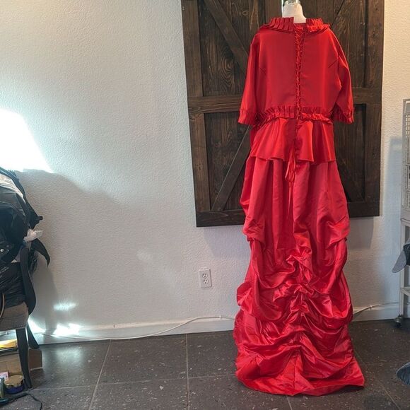 Victorian Gothic bustle Prom Red Vampire Mina Harker Civil War Southern  Dress - Picture 5 of 12